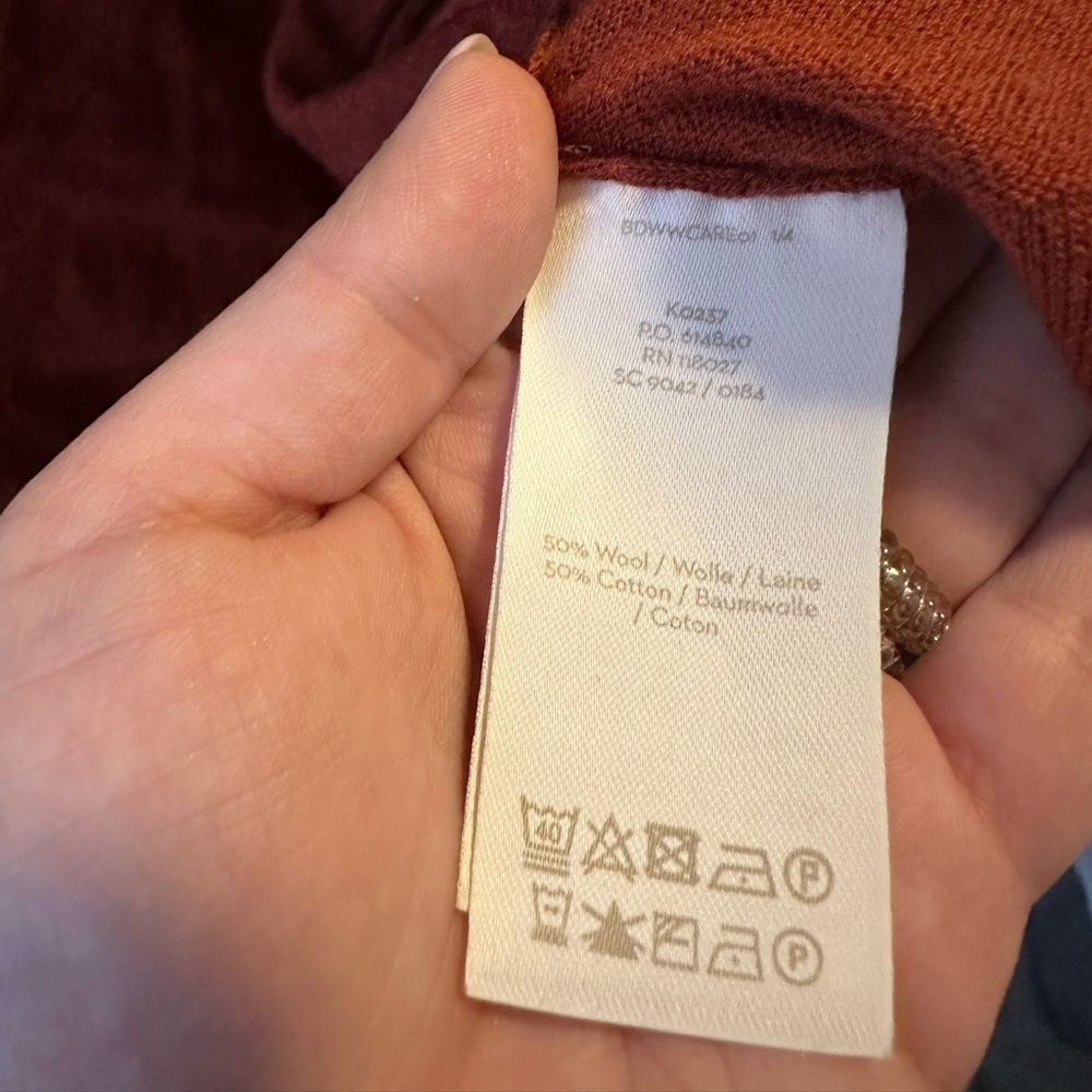 Boden Rust Orange Wool Wrap Cardigan Size 10 - Picture 5 of 6